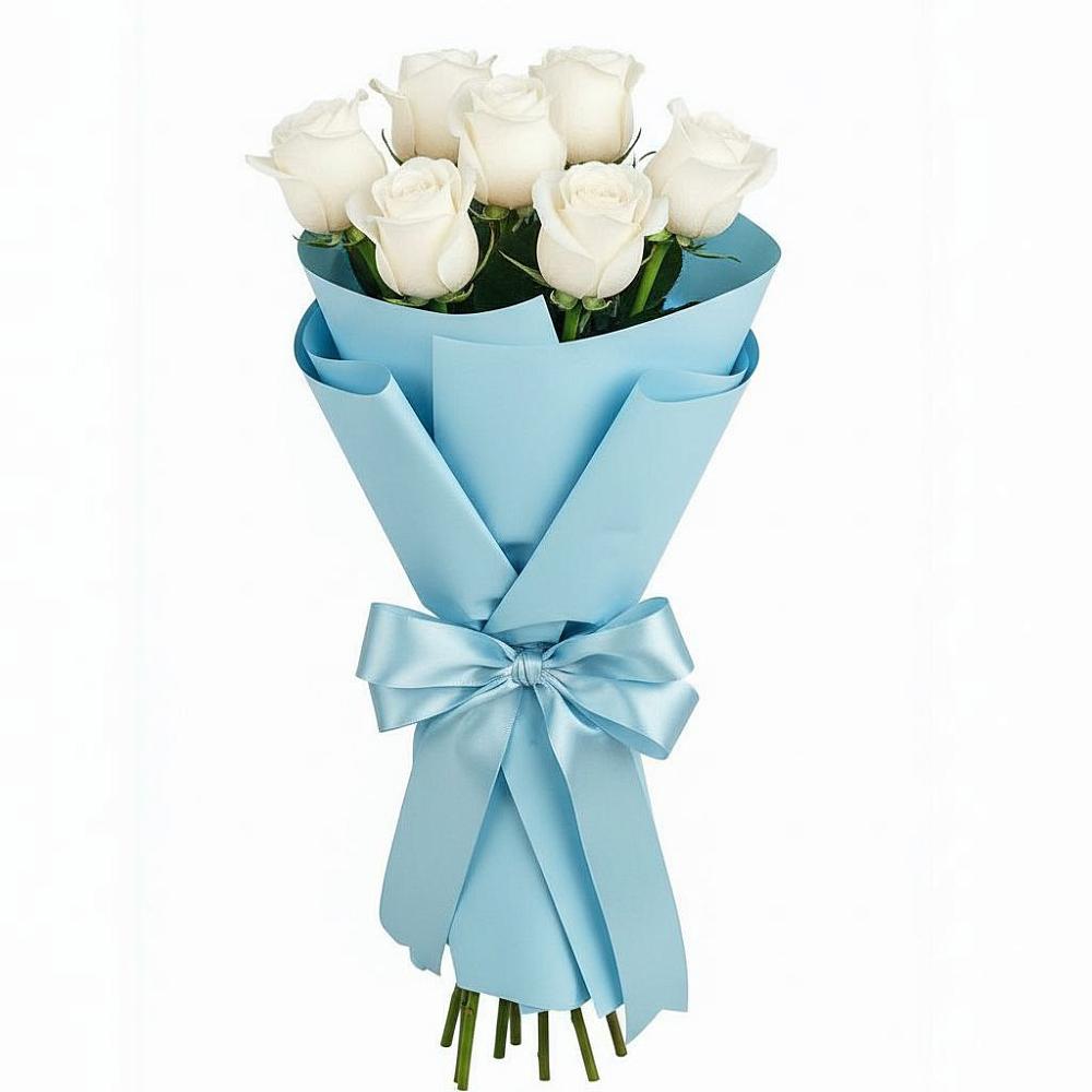 Букет 7 белых роз Проуд в Новокуйбышевске Самарская область