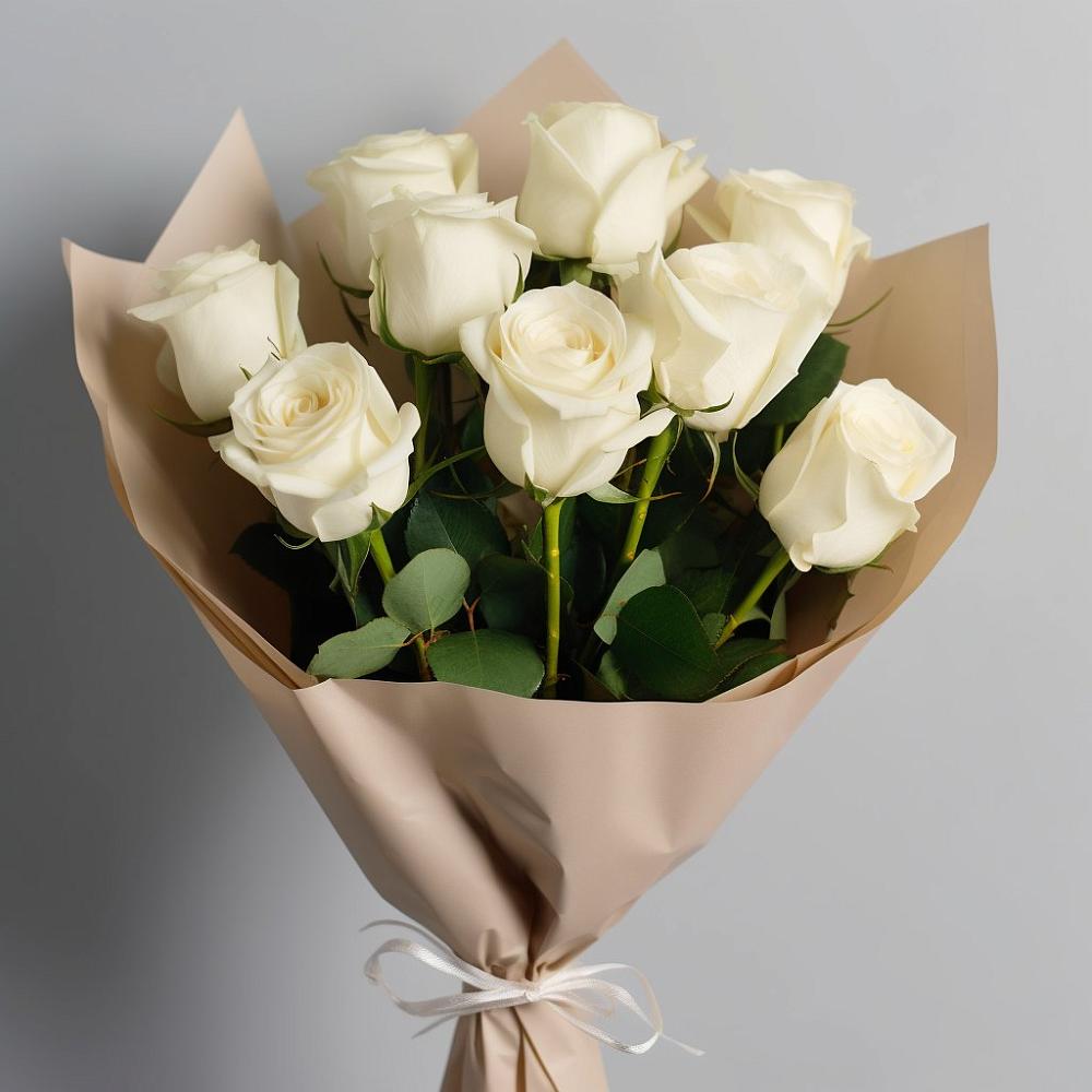 Букет 9 Белых роз Эдлесс Лав в Новокуйбышевске Самарская область