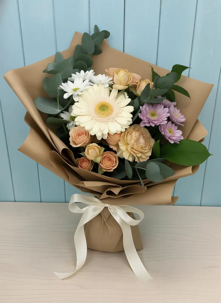 Букет цветов из: Герберы и Хризантемы в Новокуйбышевске Самарская область