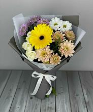 Букет цветов из:  Розы, Герберы и Хризантемы в Новокуйбышевске Самарская область