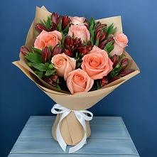 Букет цветов из:  Розы и Альстромерии в Новокуйбышевске Самарская область