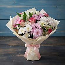 Букет цветов из:  Хризантемы, Альстромерии и Розы в Новокуйбышевске Самарская область