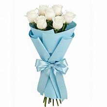 Букет 7 белых роз Проуд в Новокуйбышевске Самарская область