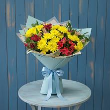 Букет цветов из:  Альстромерии и Хризантемы в Новокуйбышевске Самарская область