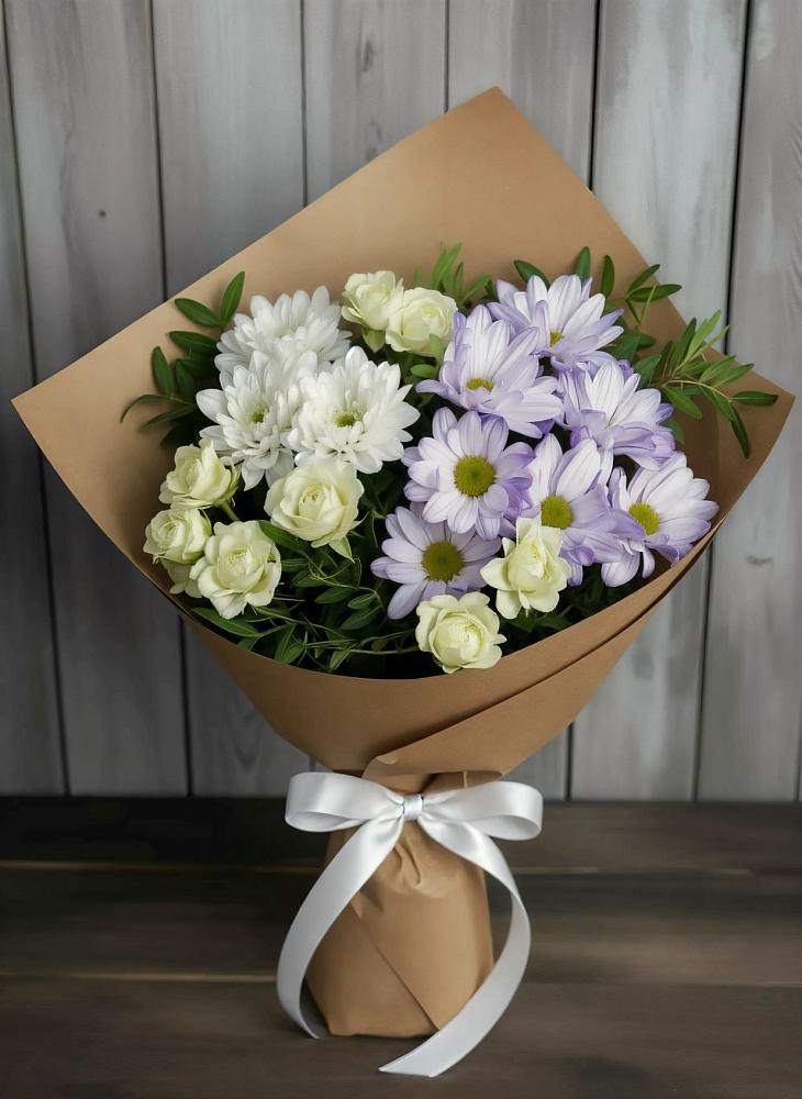 Букет цветов из: Хризантемы и Розы в Новокуйбышевске Самарская область